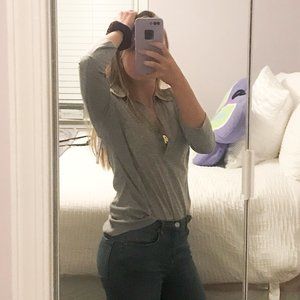 Gray 3/4 Button Up with Pockets